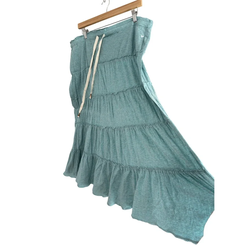 NWT American Eagle Tiered Maxi Skirt Size XL Teal Cotton Boho